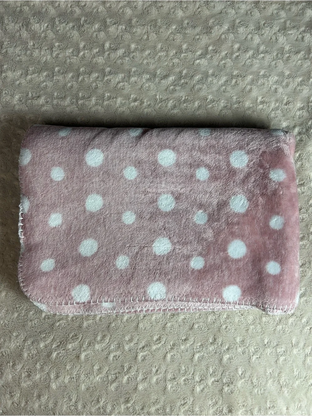 Amari Baby & Nursery Pink White Baby Blanket Polka Dots Stitched Edge Lovey